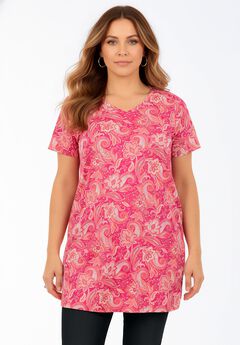 Plus Size Ultimate Cotton V-Neck Short Sleeve Tunic