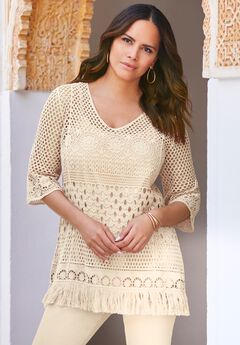 Fringed Crochet Sweater