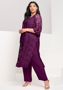 Lace Duster Pant Set