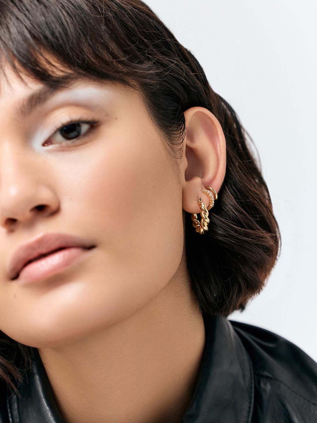 Paris Twisted Hoop Earrings, GOLD, alternate image number 5