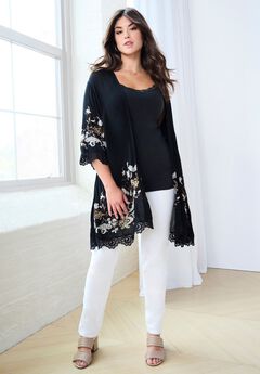 Floral Embroidered Kimono
