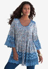 Illusion Lace Big Shirt, BLUE PRINT, hi-res image number null