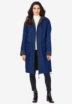 Plus Size Knee Length Hooded Nylon Jacket