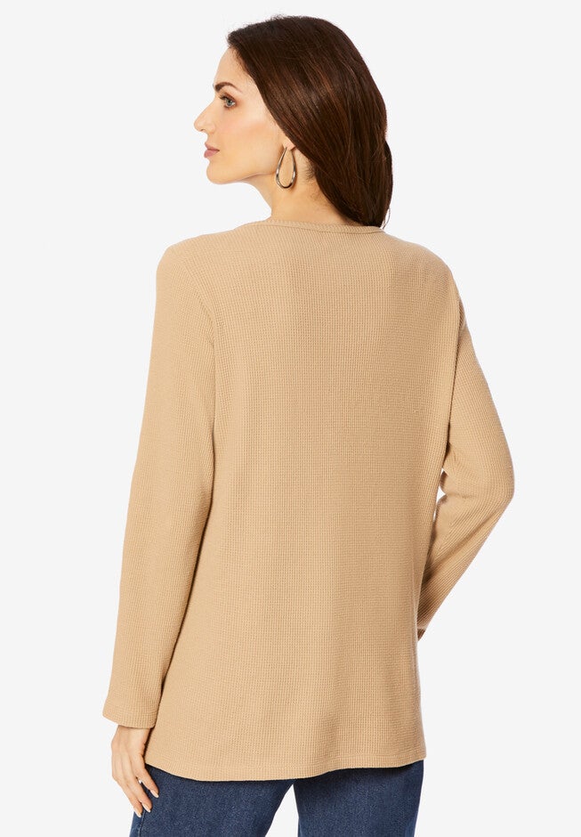 Embroidered Thermal Henley Top, , on-hover image number null