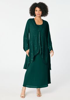 Beaded Dress and Gown Set