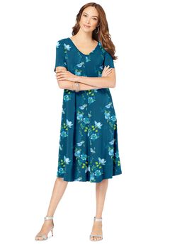 Ultrasmooth® V Neck Swing Dress