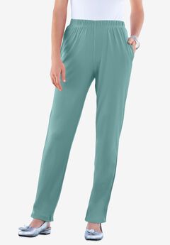 Plus Size Soft Knit Relaxed Pull-On Straight Leg Pant