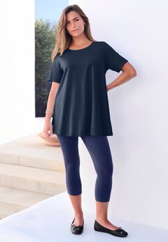 Plus Size Ultimate Cotton Crewneck Short Sleeve Swing Tee