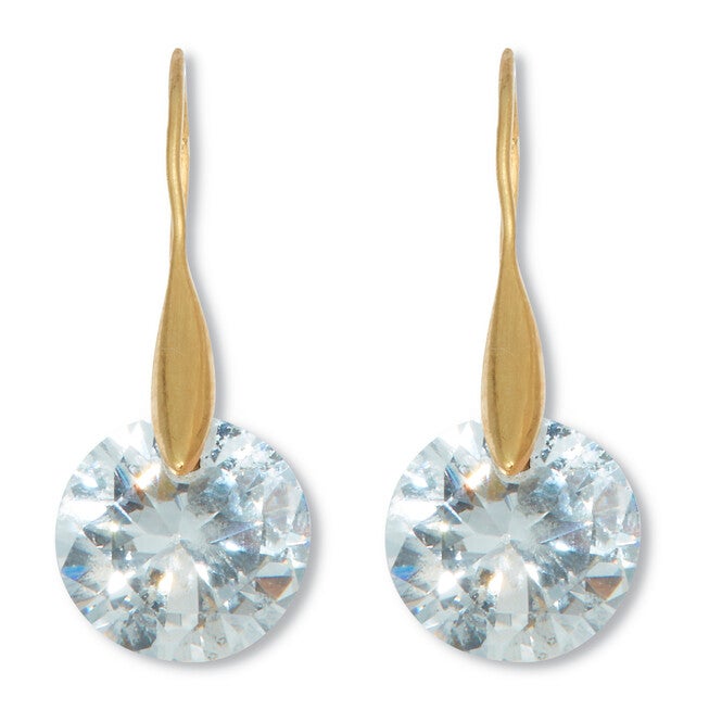 12 TCW Round Cubic Zirconia 18k Yellow Gold-Plated Drop Earrings, WHITE, hi-res image number null