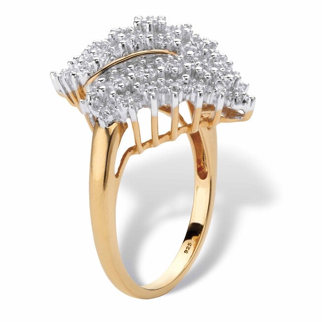 1/4 Cttw. Round Diamond 18k Gold-plated Sterling Silver Cluster Ring, WHITE, on-hover image number 1
