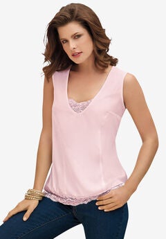Lace Trim Satin Tank