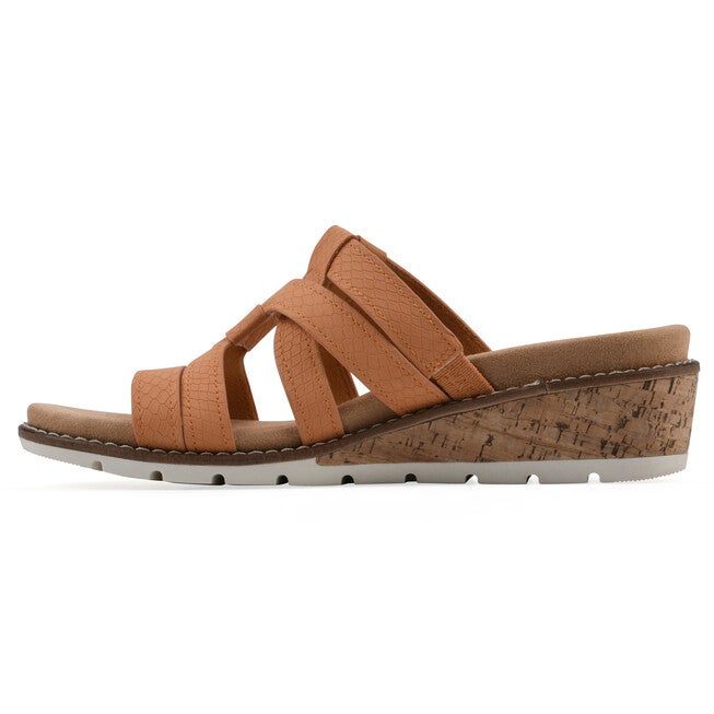 Tinisha Wedge Sandal, PEACH EMBOSSED, alternate image number 3