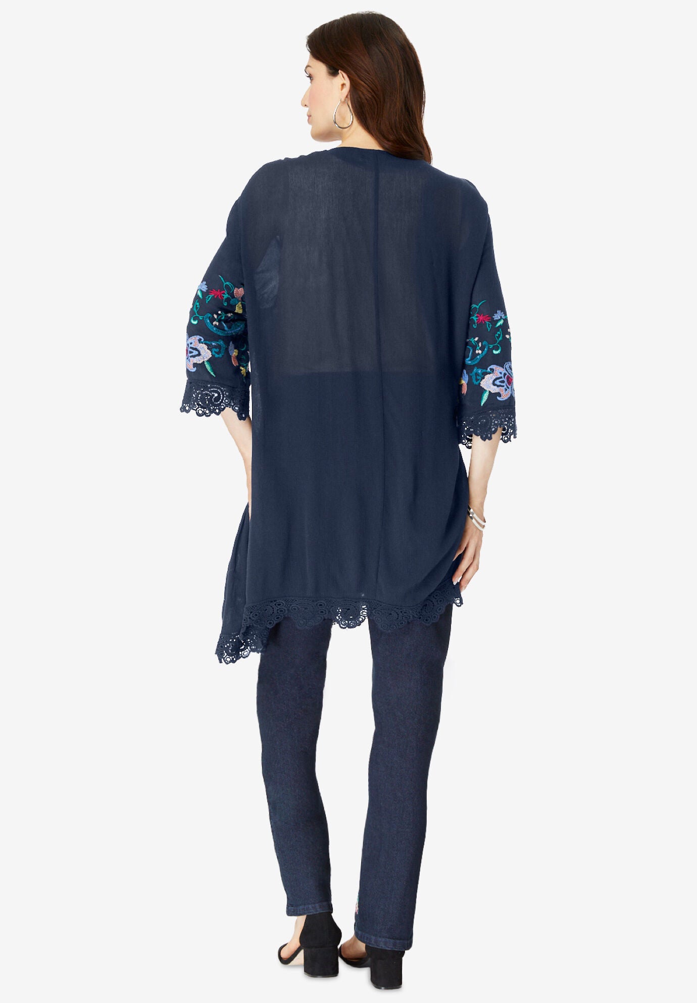 224671 Elegant Floral Print Rayon Kimono