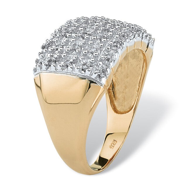 1/6 TCW Diamond Cluster Ring in 18k Yellow Gold-plated Sterling Silver, WHITE, on-hover image number 1