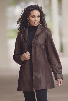 Plus Size A-Line Leather Jacket