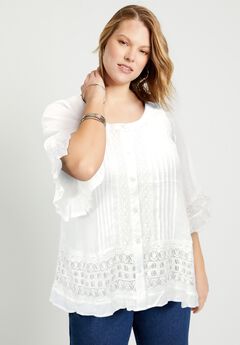 Lace-Trimmed Boho Blouse