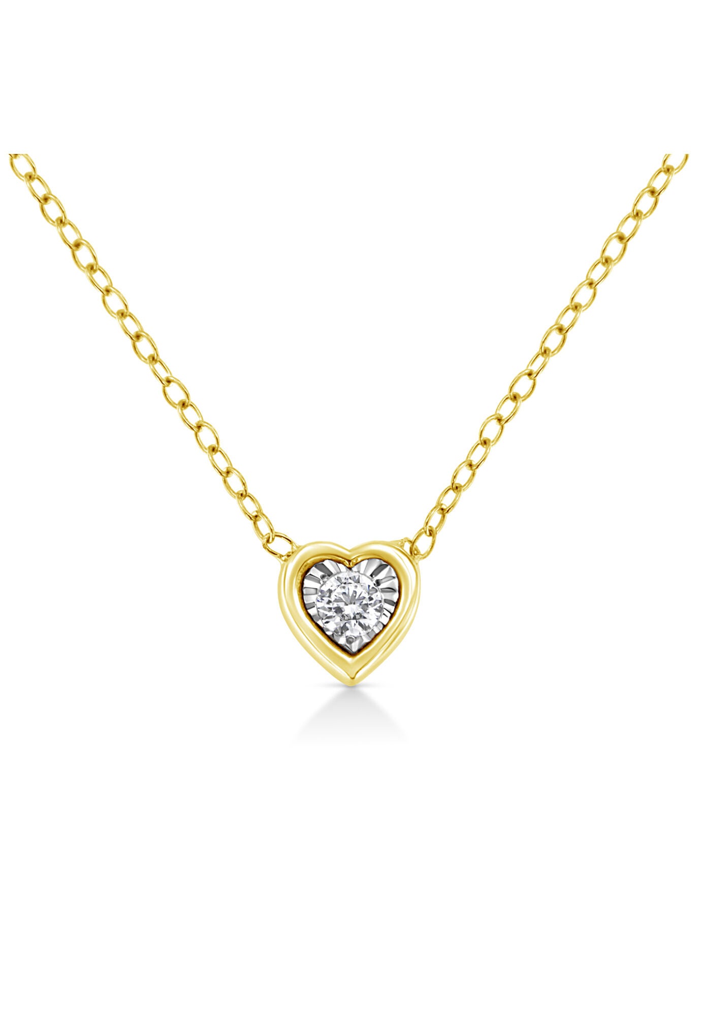 Yellow Gold Over Silver 1/10 Cttw Diamond Pendant Necklace - Choice Of Shape, HEART, hi-res image number 0