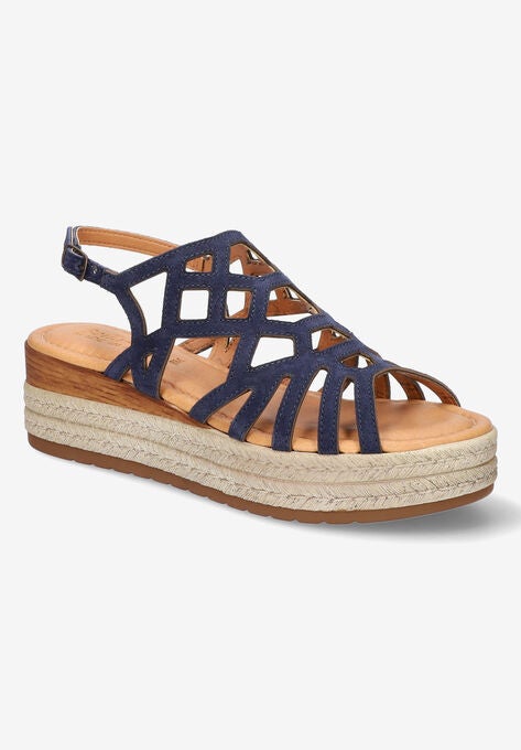 Zip-Italy Espadrille Sandal, NAVY SUEDE LEATHER, hi-res image number null