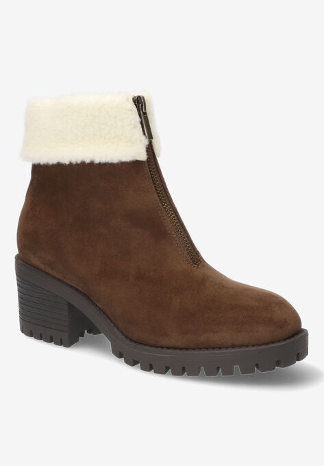 Cable Bootie, DARK BROWN SUEDE FLEECE, hi-res image number null