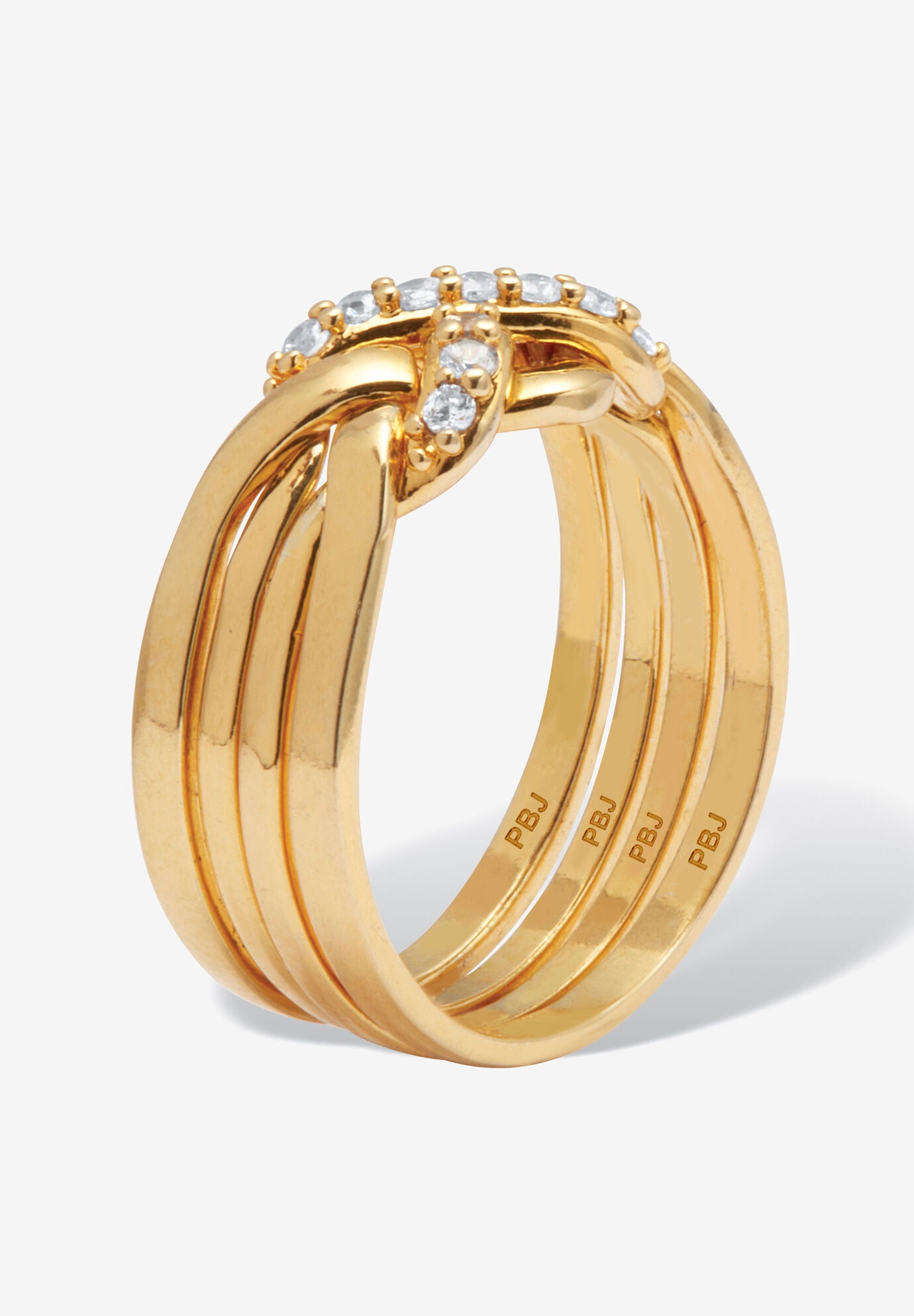 .27 Tcw Round Cubic Zirconia 14K Yellow Gold-Plated Puzzle Ring, , on-hover image number 1