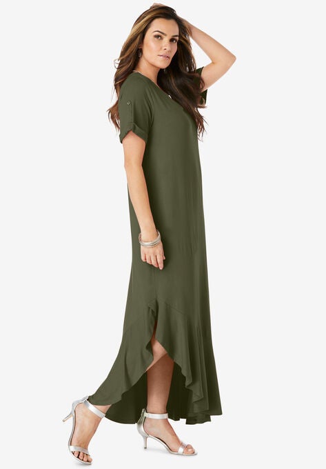 Ruffle-Hem Maxi Dress, , alternate image number null