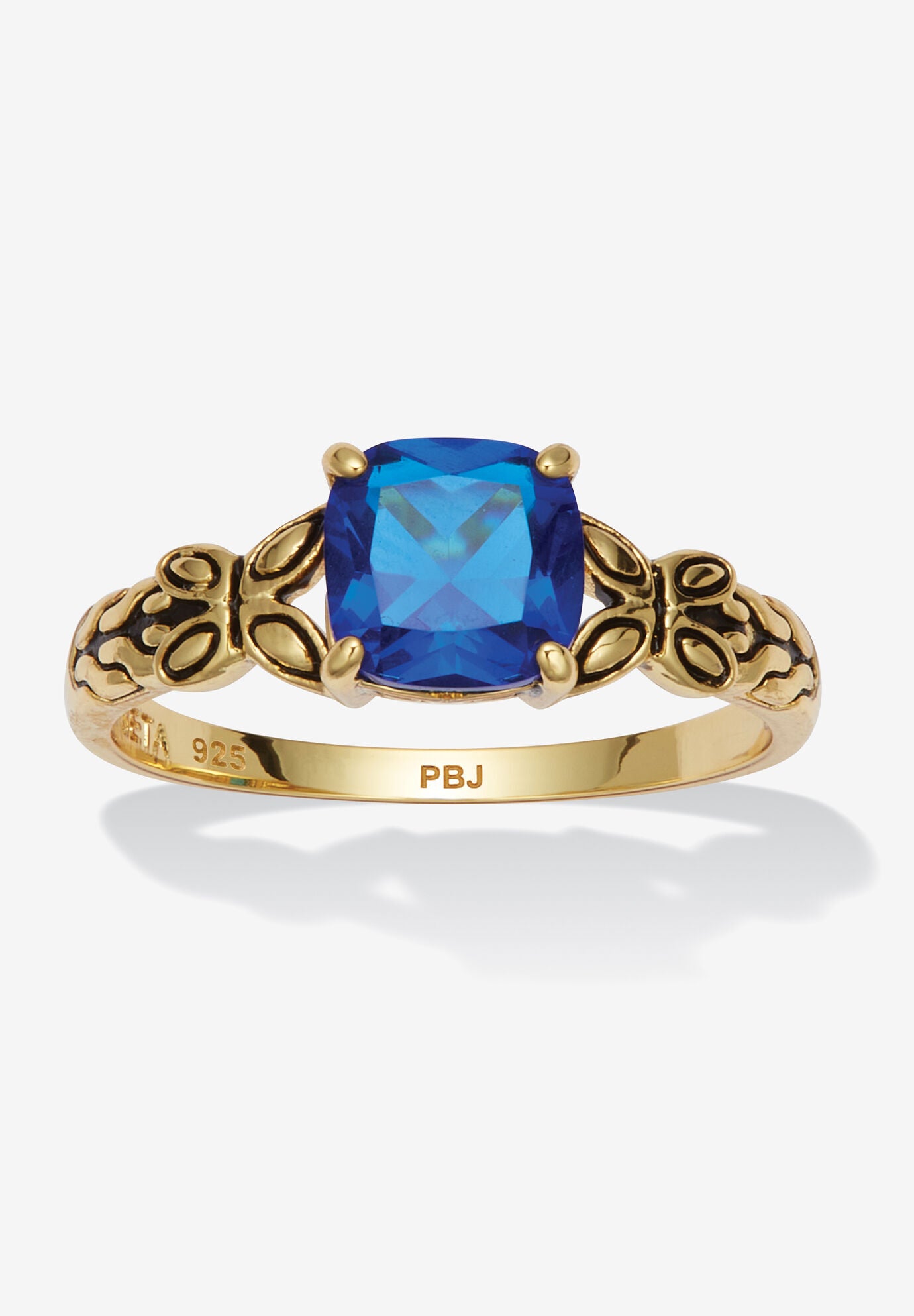 Cushion Cut Birthstone Ring In Gold-Plated Sterling Silver, SEPTEMBER, hi-res image number 0