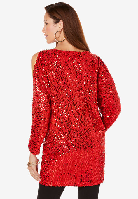 Cold-Shoulder Sequin Tunic, , on-hover image number null