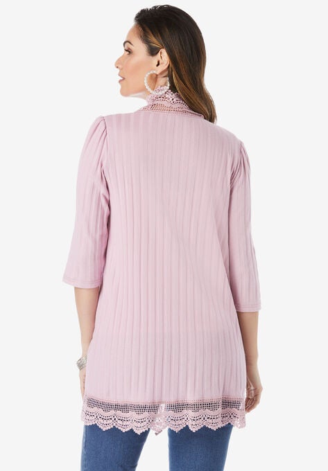Crochet Trim Cardigan, , on-hover image number null