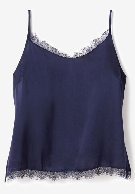 Lace-Trim Satin Cami, , alternate image number null