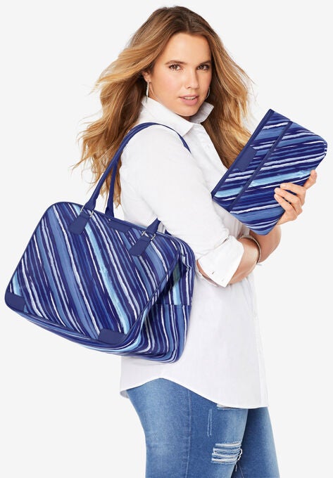 3-Piece Travel Set, NAVY WATERCOLOR STRIPE, hi-res image number null