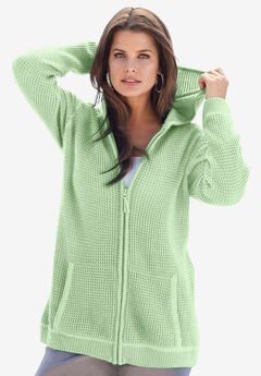 Classic Length Waffle Zip Hoodie