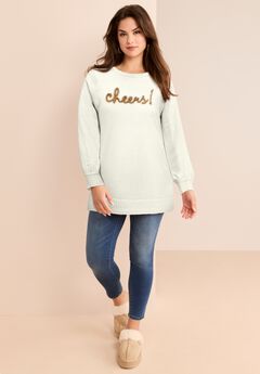 Embroidered Metallic Sweater
