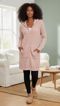 Waffle Mega Length Zip Hoodie