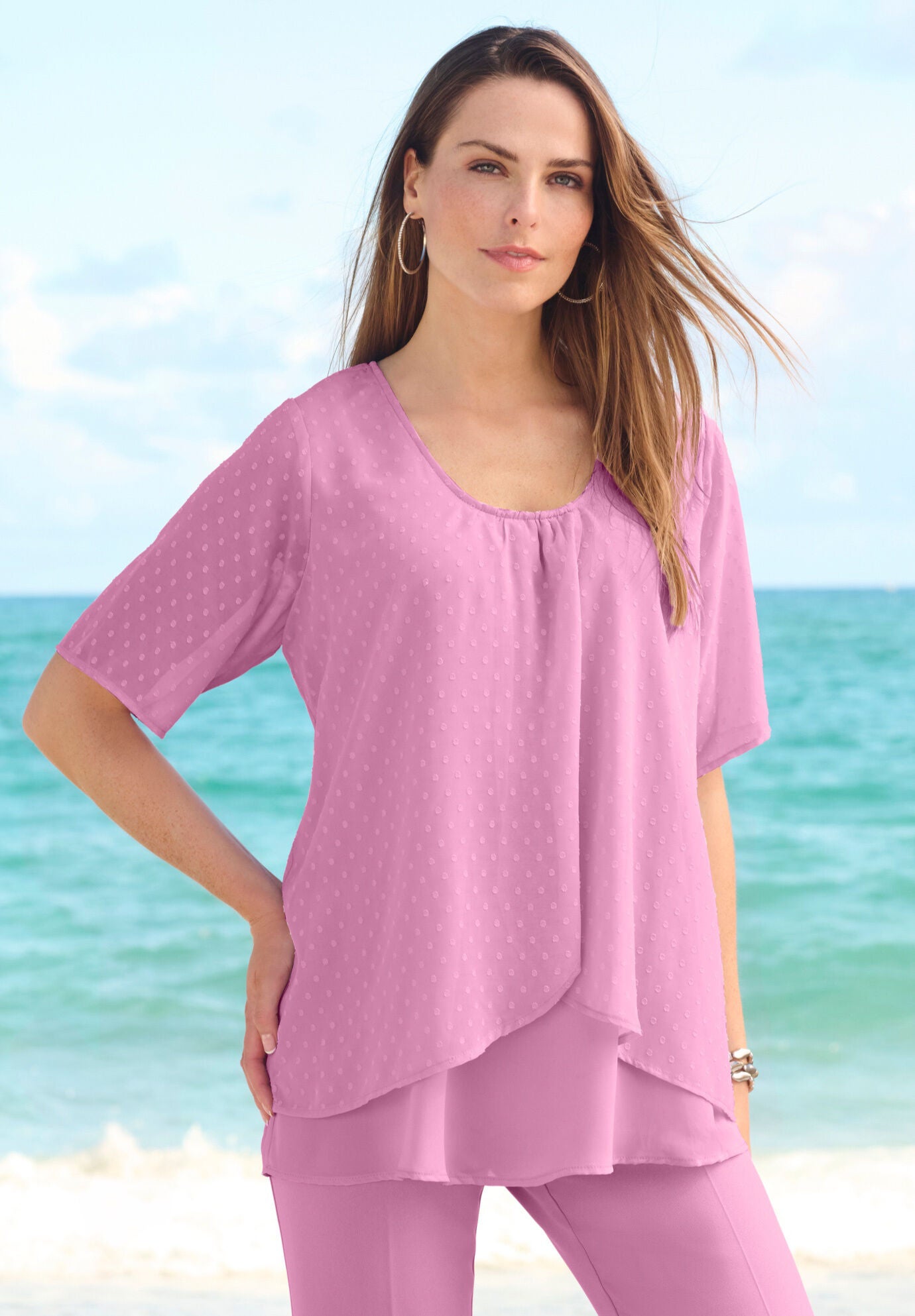 Tulip Overlay Georgette Top, , alternate image number 4