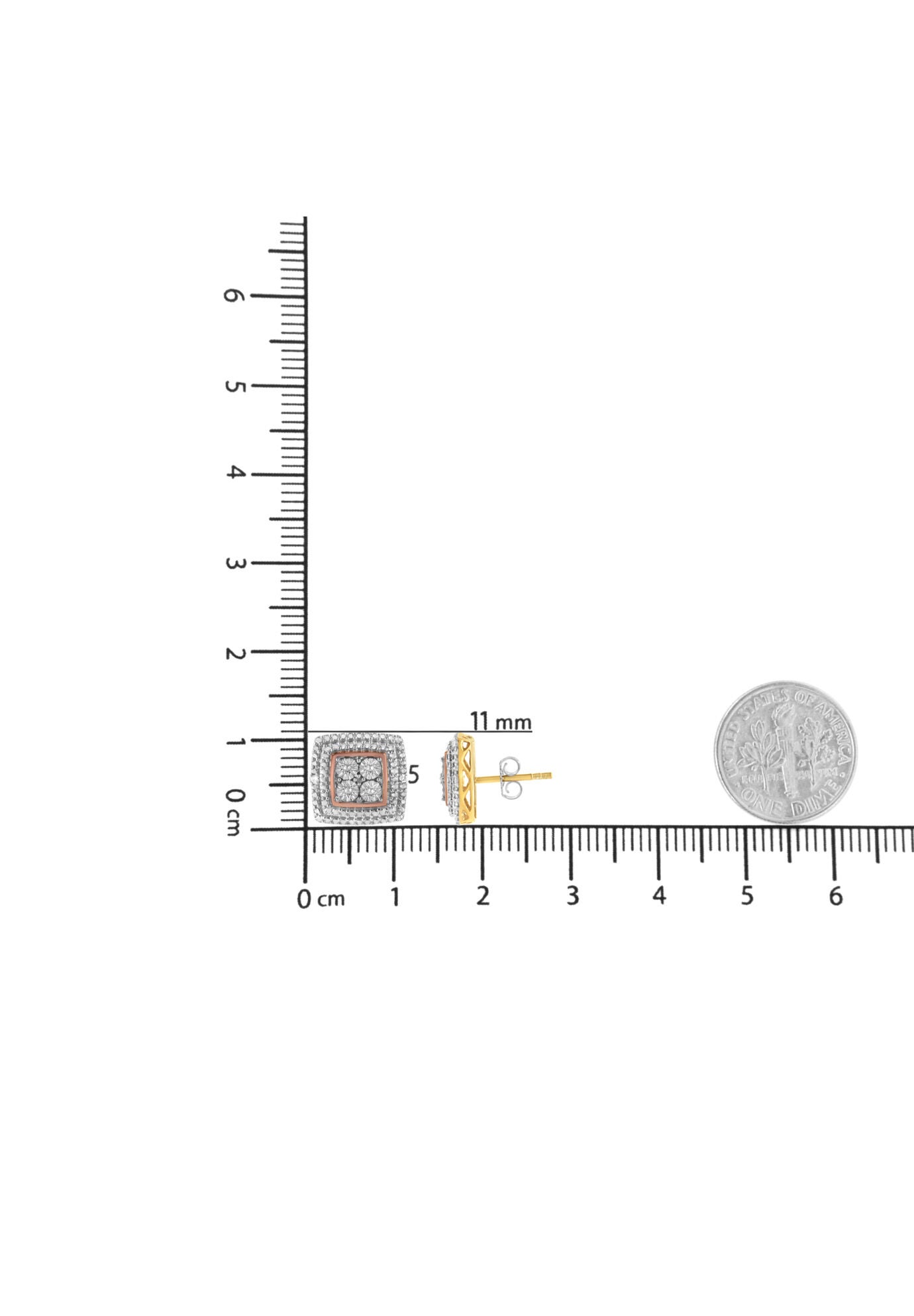 .925 Sterling Silver Diamond Accented Square Shaped Milgrain Stud Earrings (I-J Clarity, I3 Color), , alternate image number 8