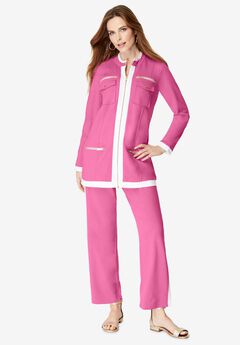 Side Stripe French Terry Pull On Pant Set
