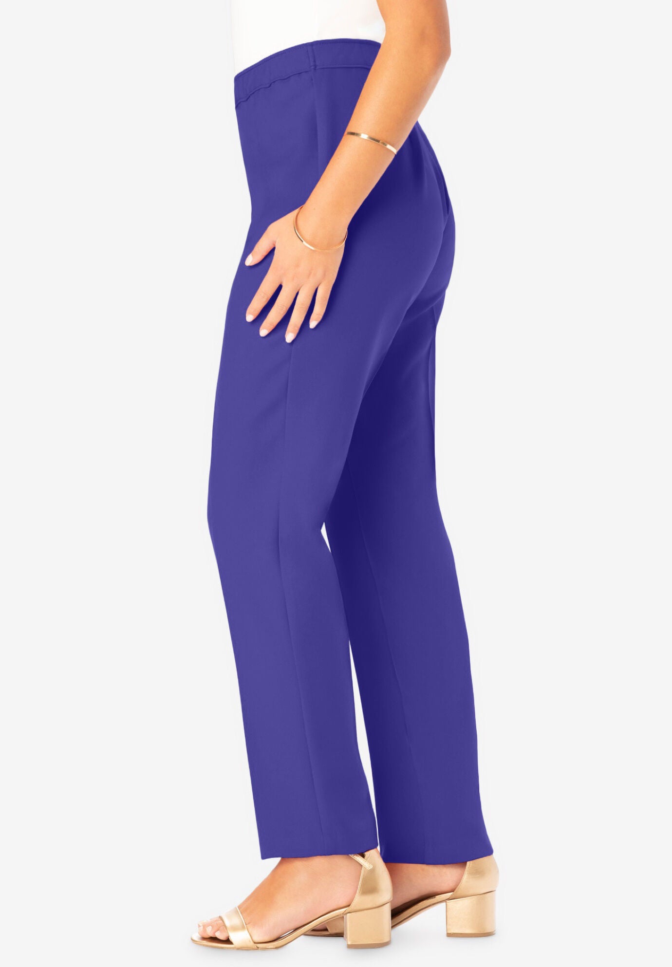 Plus Size Classic Bend Over&reg; Structured Straight Leg Pull-On Pant, GRAPE, alternate image number 2