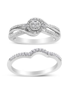 Silver 1/3 Cttw Composite Diamond Frame Bypass Bridal Set