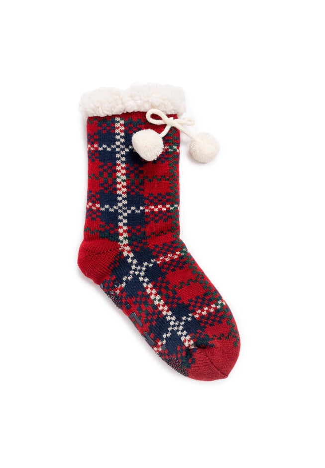 Cabin Tall Slipper Socks, LICORICE CHECK, hi-res image number null