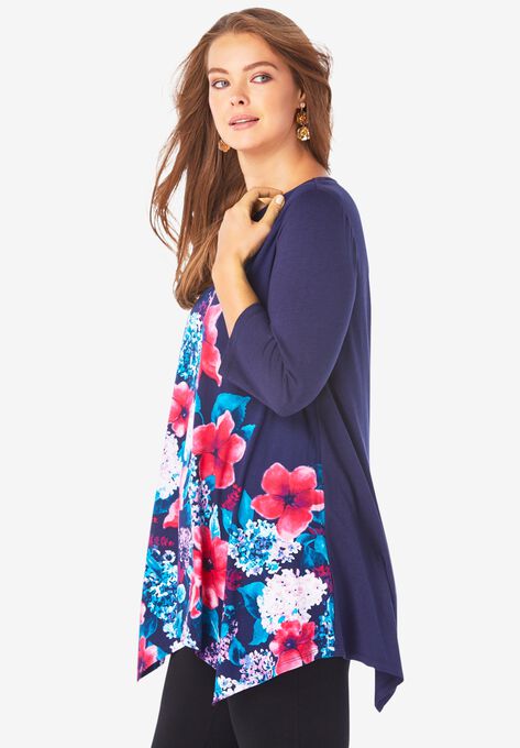 Printed Handkerchief-Hem Tunic, , alternate image number null