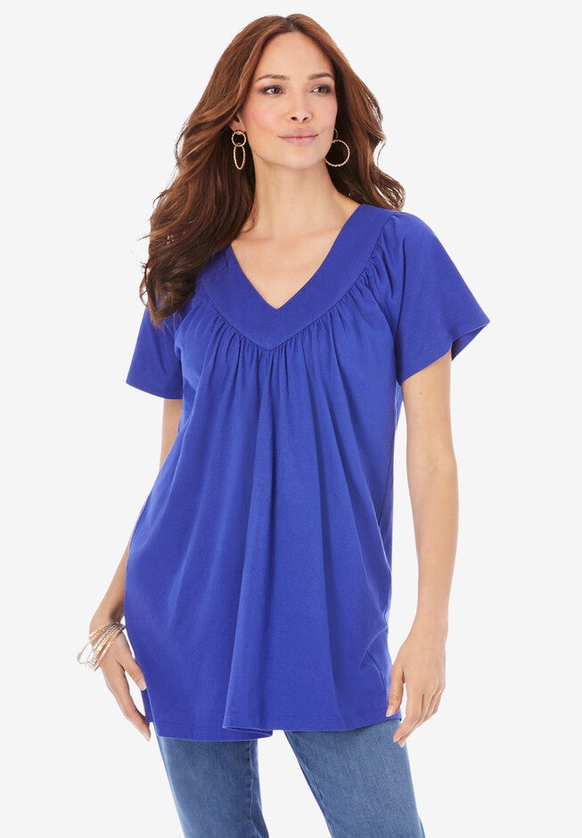 Banded V-Neck Ultimate Tee, ULTRA BLUE, hi-res image number 0