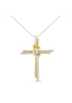 Yellow & White Gold Diamondaccented Cross Pendant Necklace