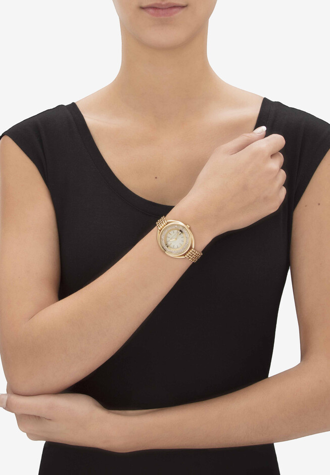 Goldtone Adrienne Vittadini Crystal Fashion Bracelet Watch, 7