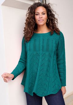 Scallop Hem Pointelle Sweater