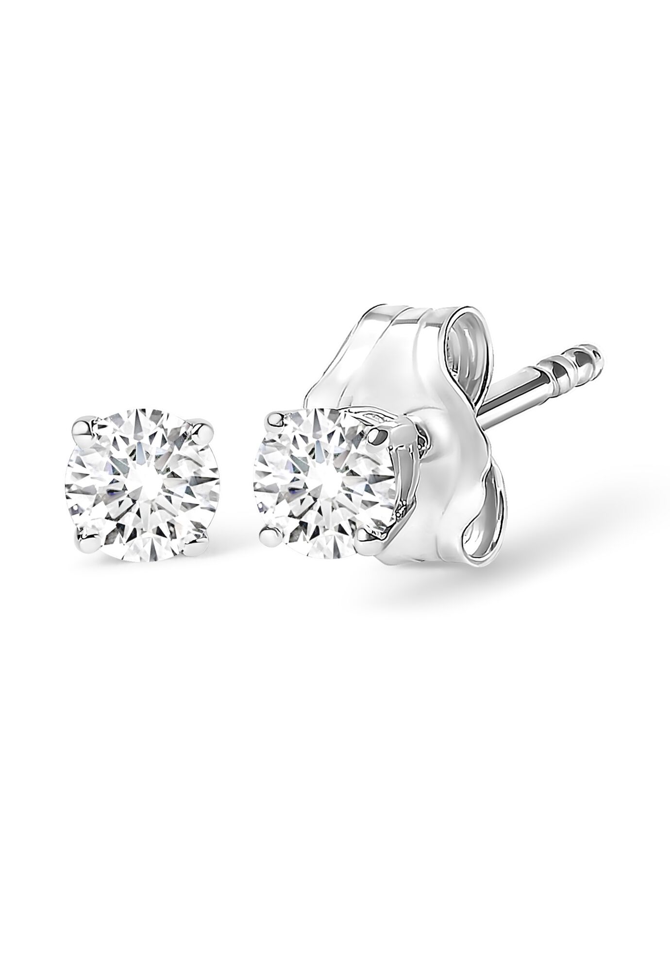 14K White Gold 1/2 Cttw 4-Prong Set Brilliant Round-Cut Solitaire Lab Grown Diamond Push Back Stud Earrings, WHITE GOLD, hi-res image number 0