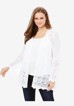 Bell Sleeve Pointelle Cardigan