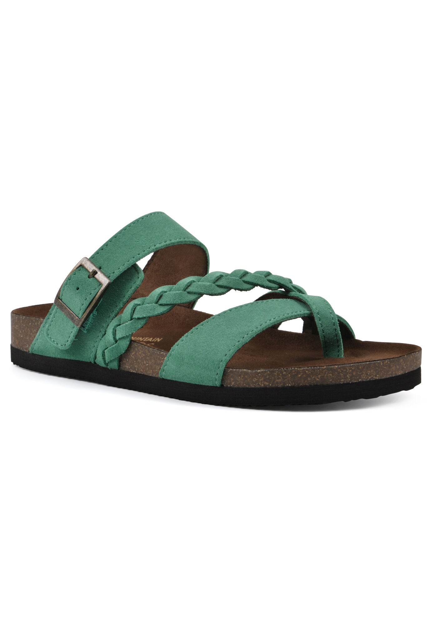 White Mountain Hazy Sandals, GREEN SUEDE, hi-res image number 0