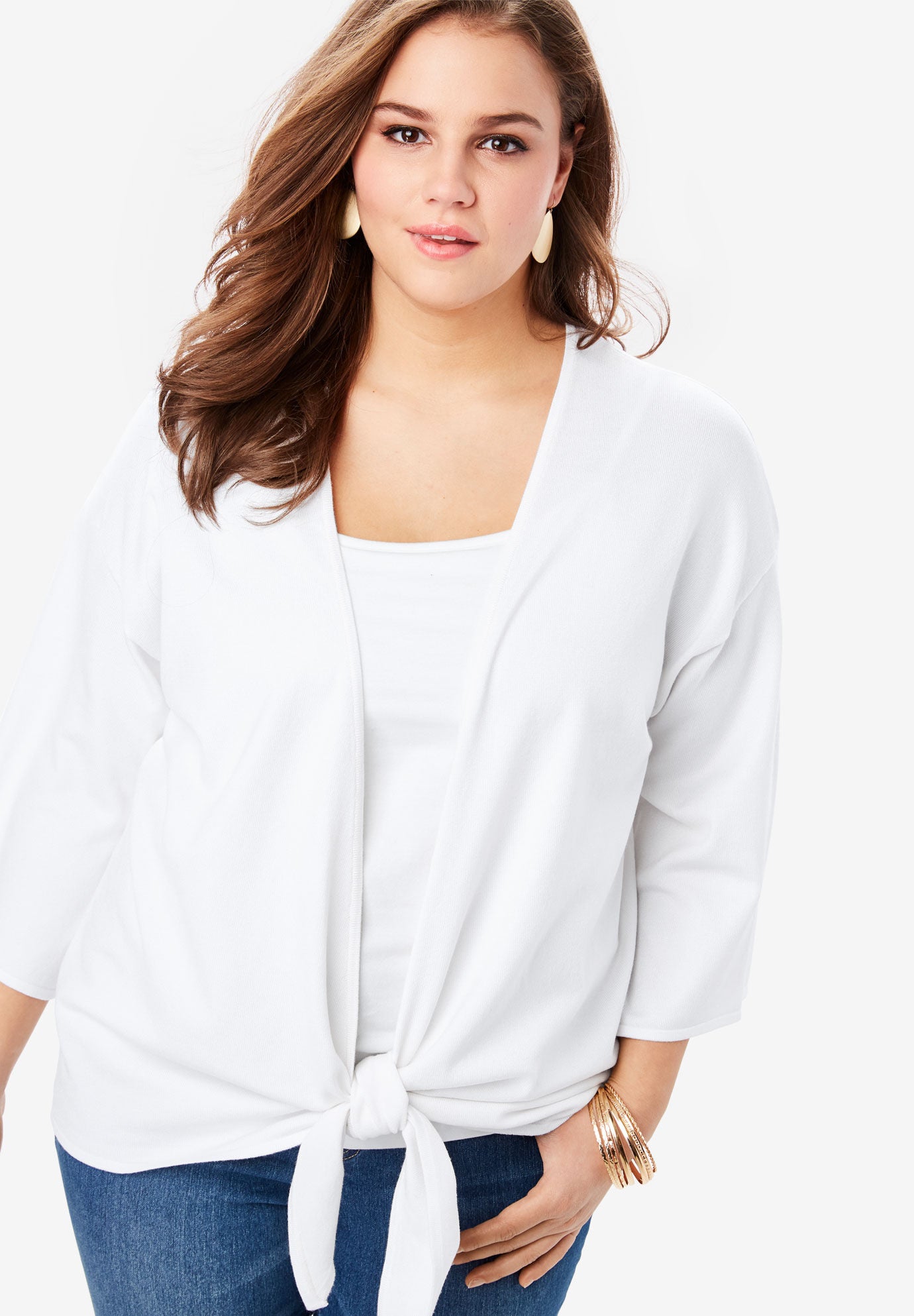 plus size tie front cardigan