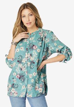 Button-Front Printed Tunic