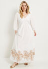 Eyelet-Trim V-Neck Maxi Dress, WHITE LOTUS OPEN, hi-res image number null